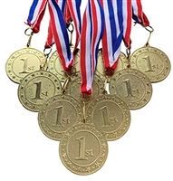 10-Pack of 2" Express Star 1st Place Medal with R/W/B Ribbons