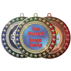 3" Radiant Star Multi-Color Medals w/ 2" Full Color Custom Insert (EXP-RSM190)