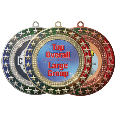 3" Radiant Star Multi-Color Medals w/ 2" Full Color Custom Insert (EXP-RSM190)