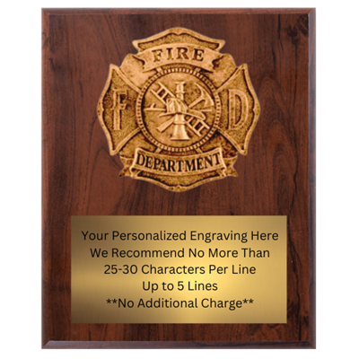 9" x 12" Fire Department Plaque VL912-FD07-4